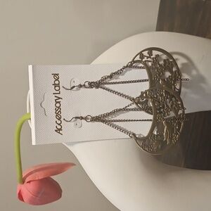 Gold Bird and Floral Earrings